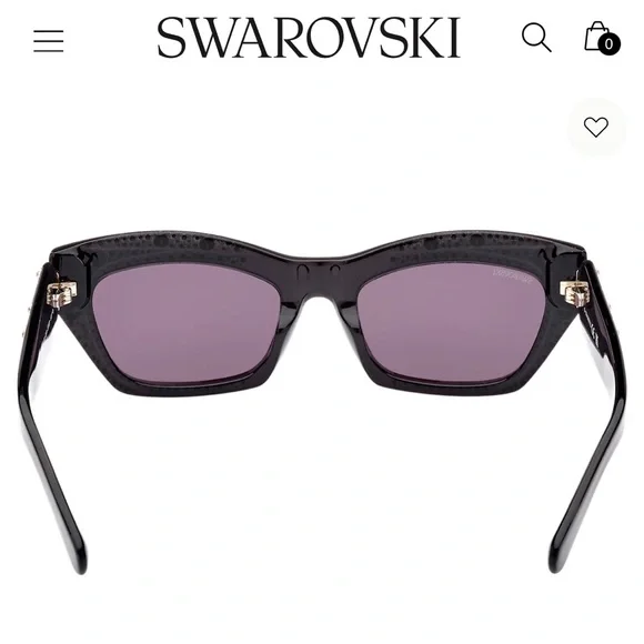 NWT Swarovski Cat-eye shape sunglasses, SK0380 01A, Black - Picture 3 of 12